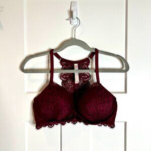 PINK by Victoria's Secret Date Racerback Front Closure Lace Halter Bra Sz 36D